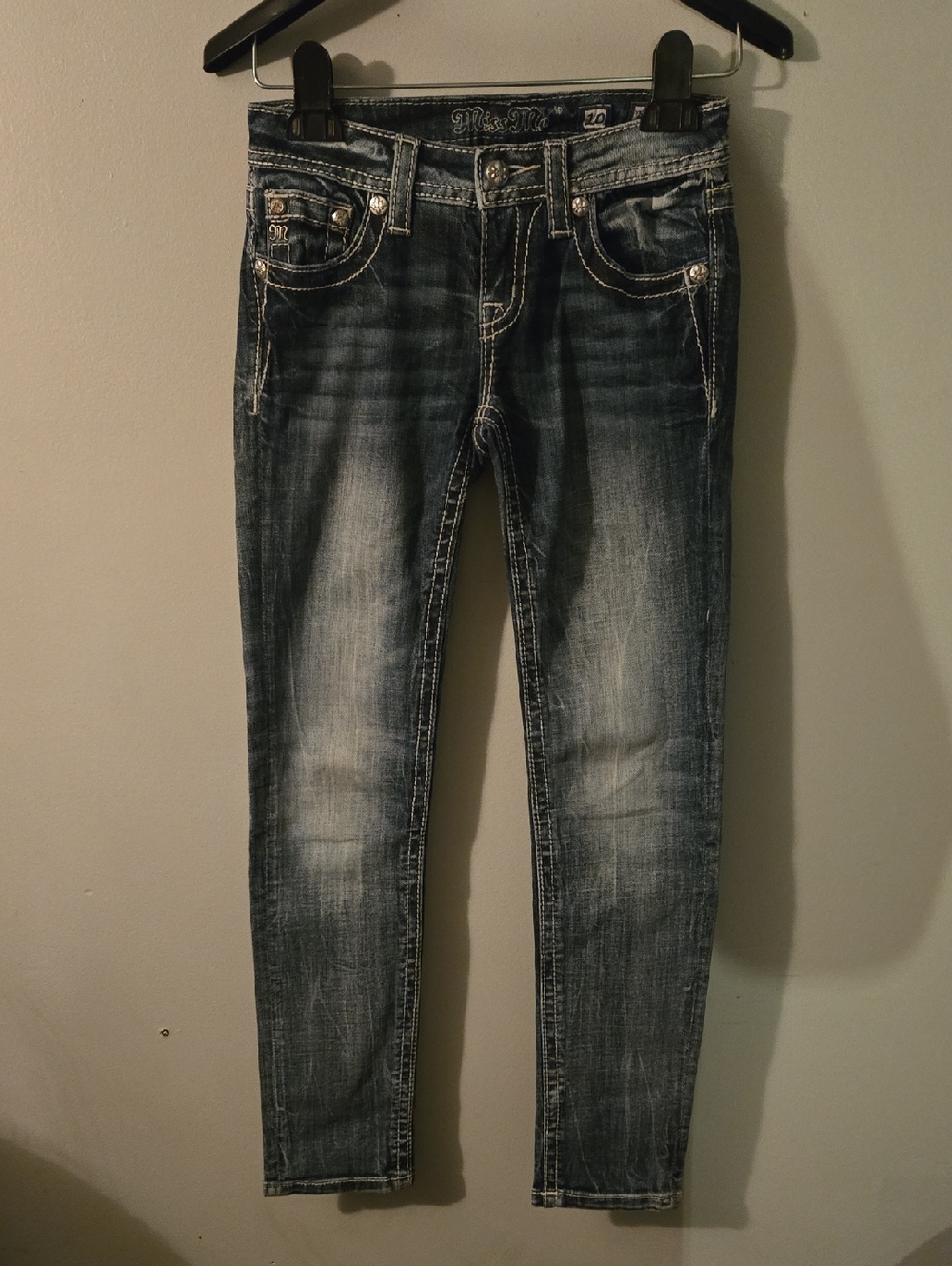 Miss Me Girls Faded Dark Blue Slim Jeans